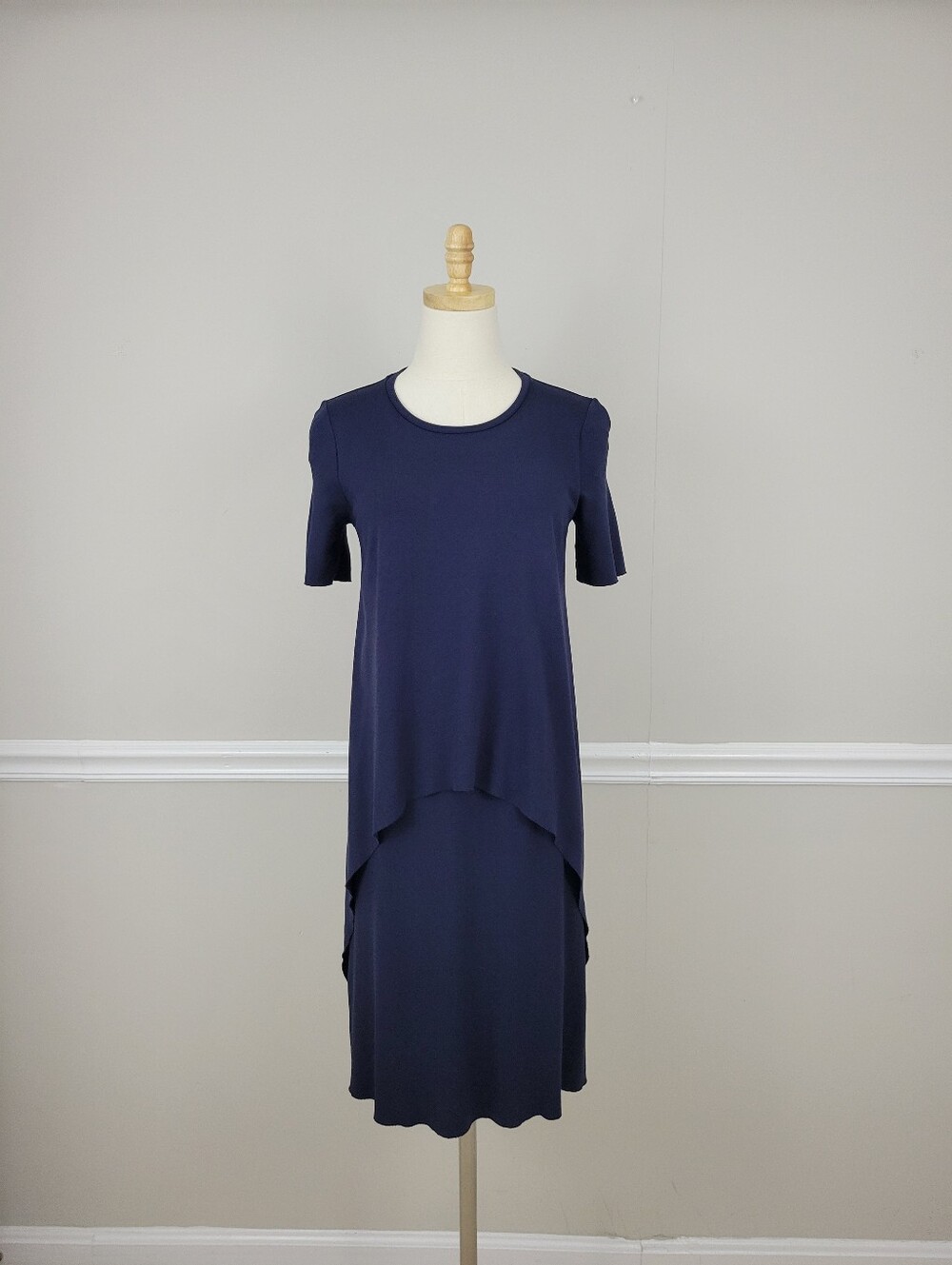 COS Navy Layered Short Sleeve Midi Dress